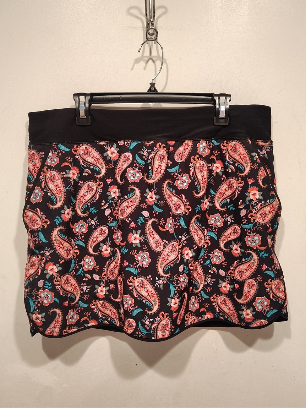 Lands' End Women's Paisley Athletic Swim Skirt Skort Sz 16 Beach Vacation Golf